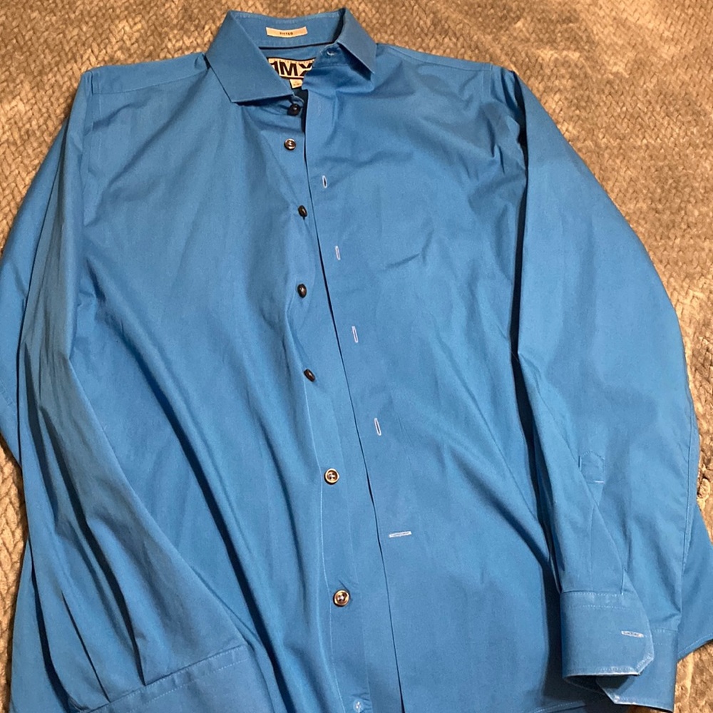 Express Mens blue fitted dress shirt size M